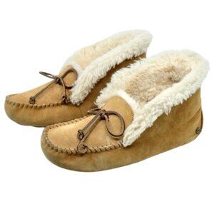 UGG~Alena~WATERPROOF CHESTNUT SUEDE & SHEARLING MOCCASIN DRIVING SHOE~SIZE 8